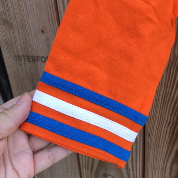 NWOT- CHRISTINE & TAYLOR 3/4 Sleeve Wrap Dress - Orange blue white stripes - Picture 6 of 8